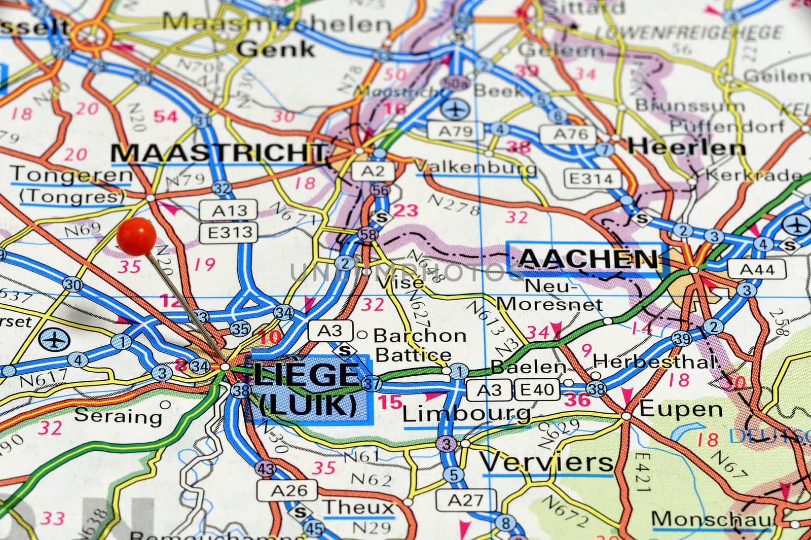 Area of Liège on a map