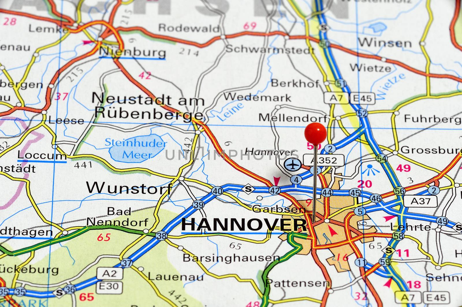 European cities on map series: Hannover