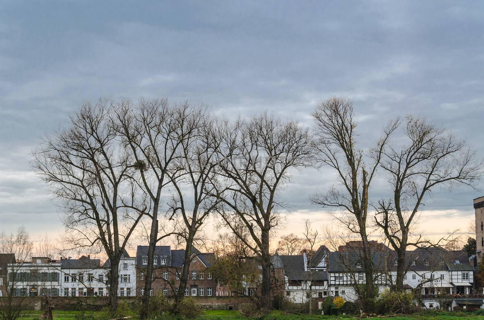Skyline of the medieval fortress Zons in Germany.
