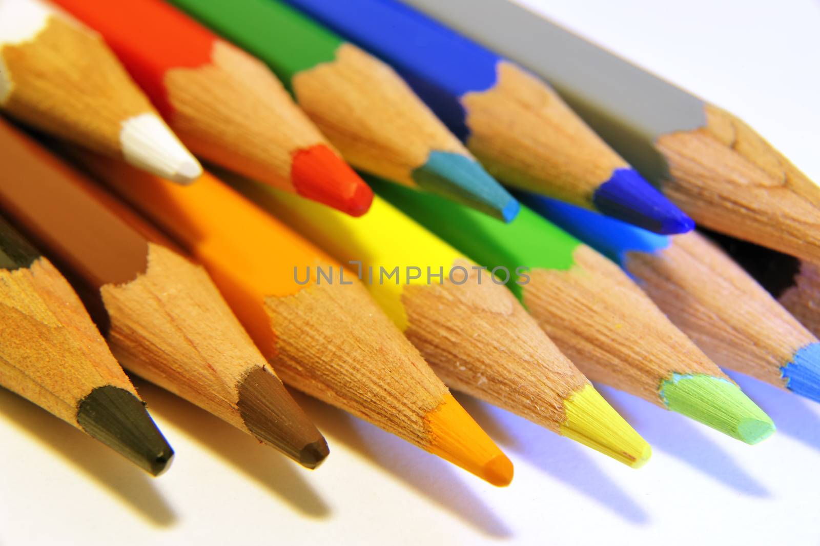 Color pencils isolated in white background.