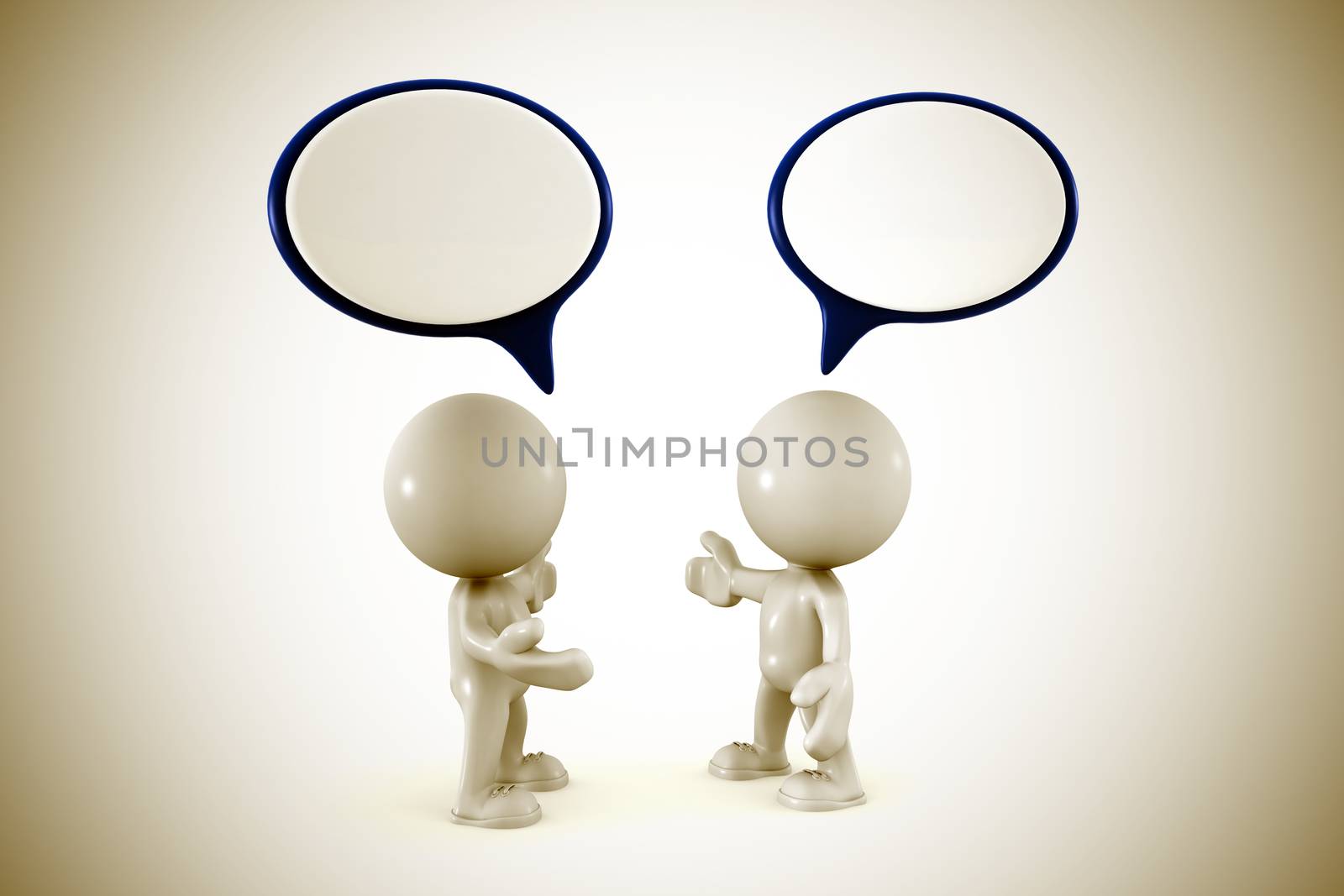 Vintage Image Of Virtual Men With Speech Bubbles