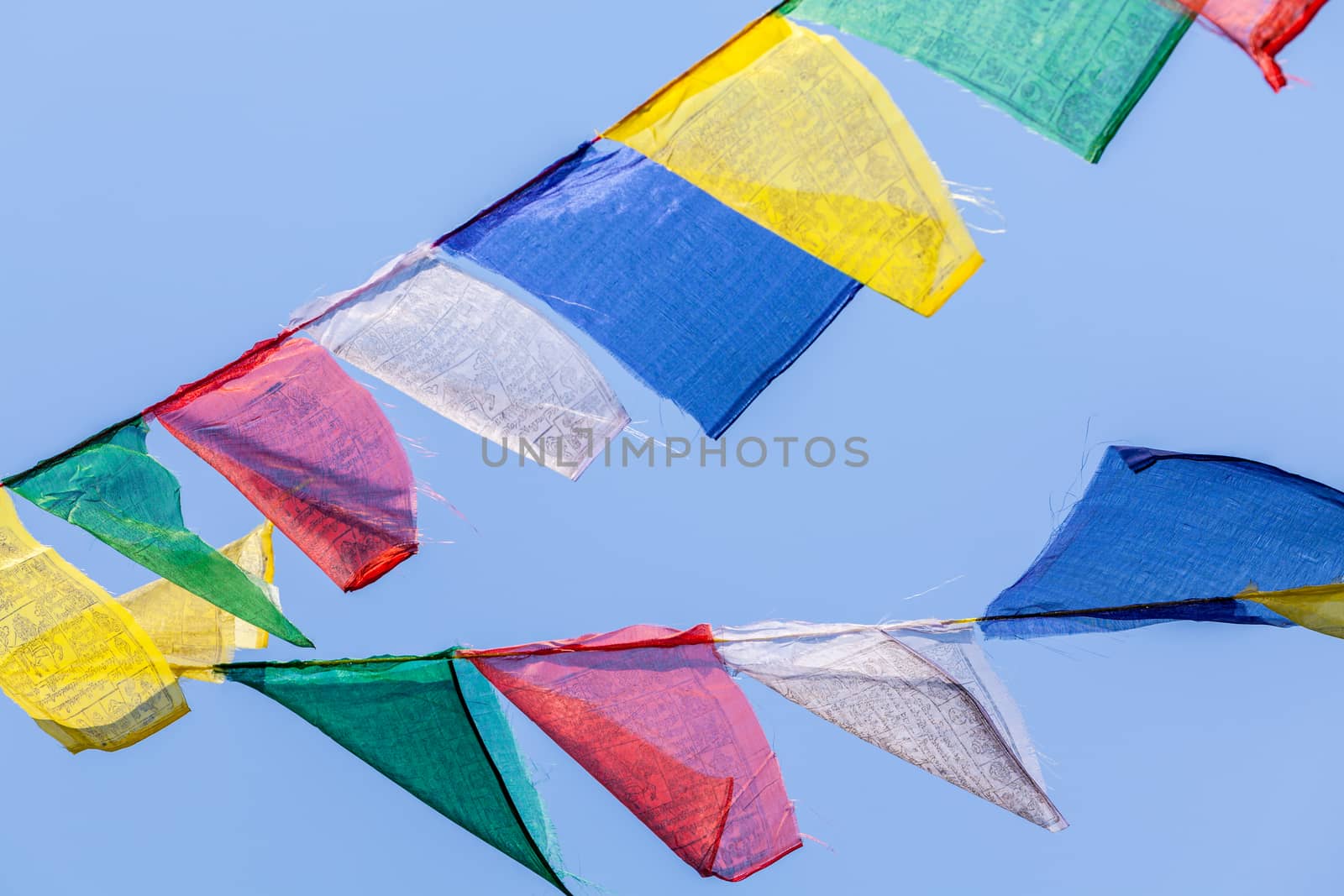 Buddhist prayer flags the holy traditional flag in Bhutan by kerdkanno