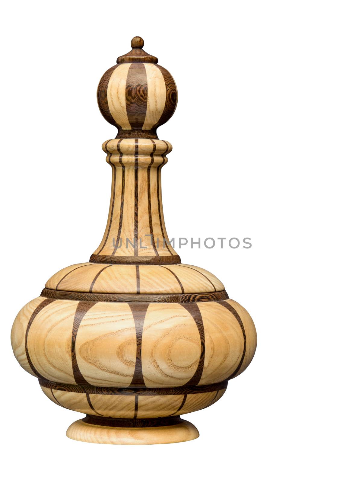 Wooden oriental pot isolated on white background