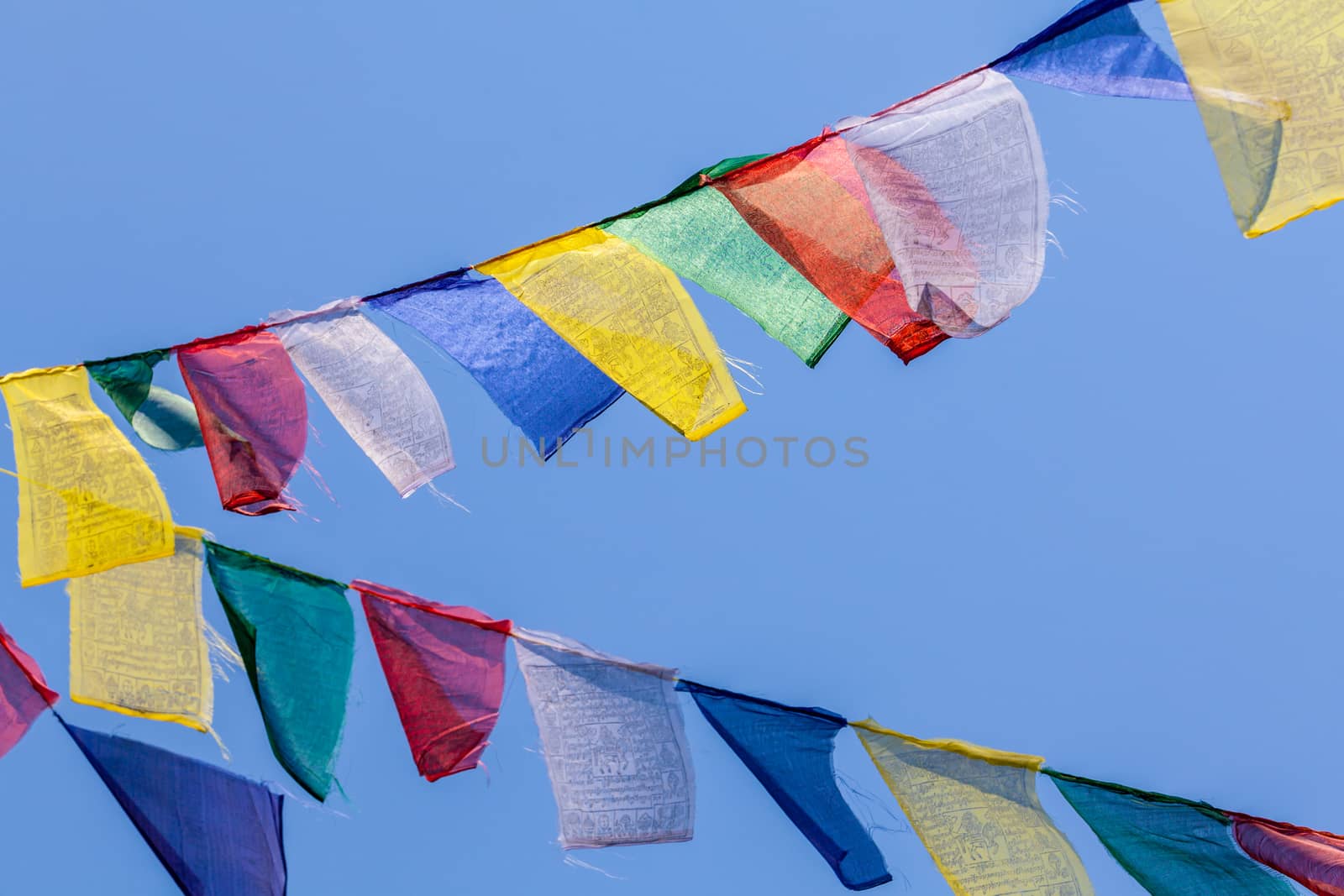 Buddhist prayer flags the holy traditional flag in Bhutan by kerdkanno