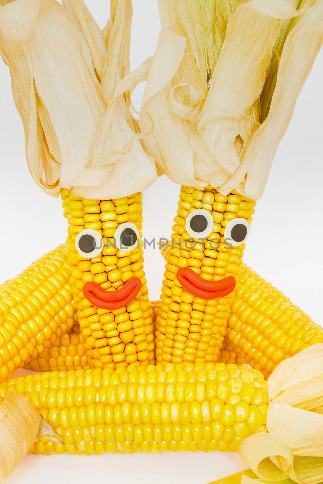Corncobs with eyes and mouth by BenSchonewille