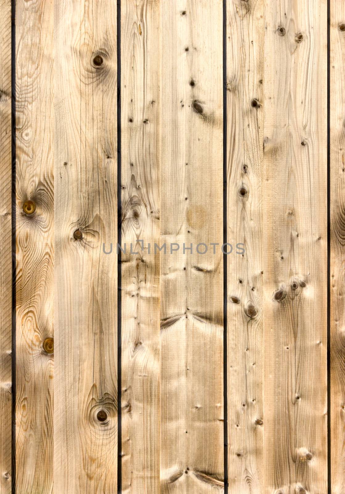 Vertical rustic wooden boards or planks as part of fence