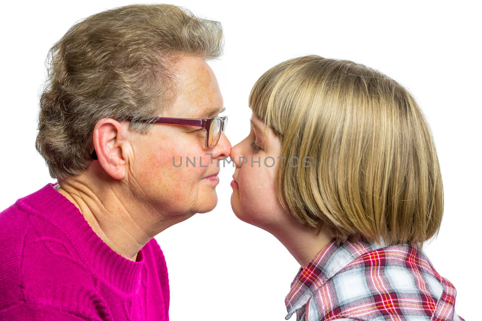 Dutch grandmother and grandchild noses touching by BenSchonewille