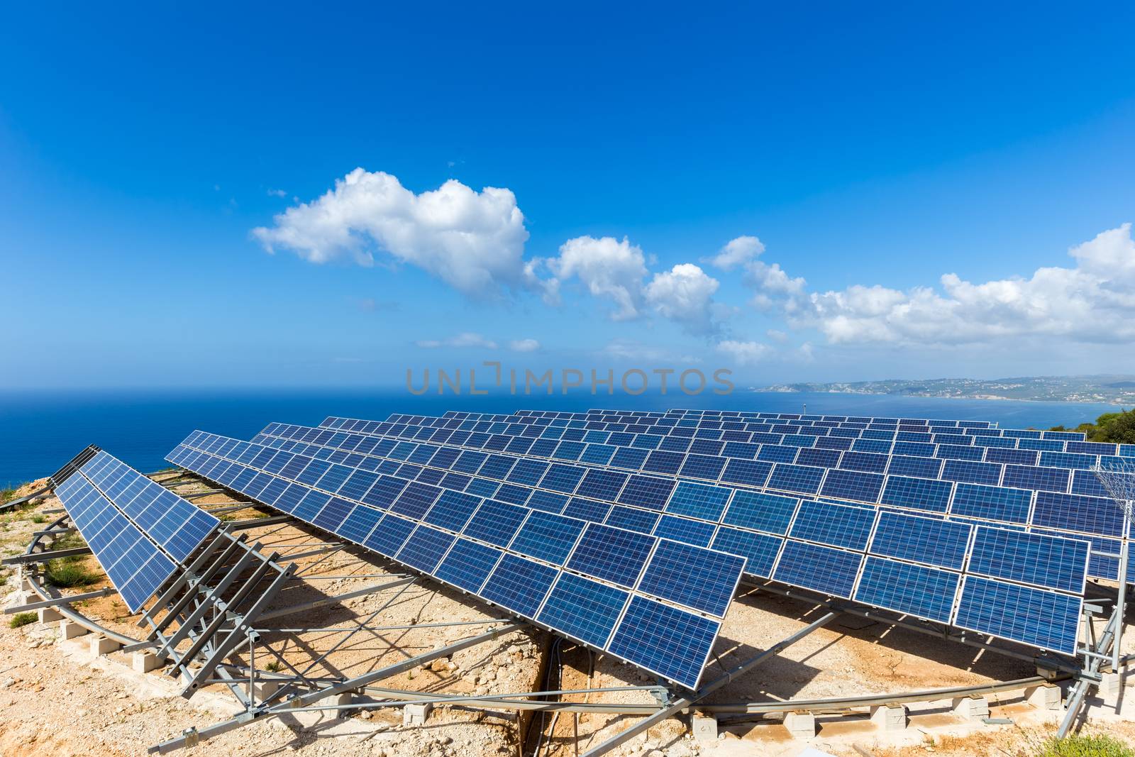 Field of solar panels or collectors at sea by BenSchonewille