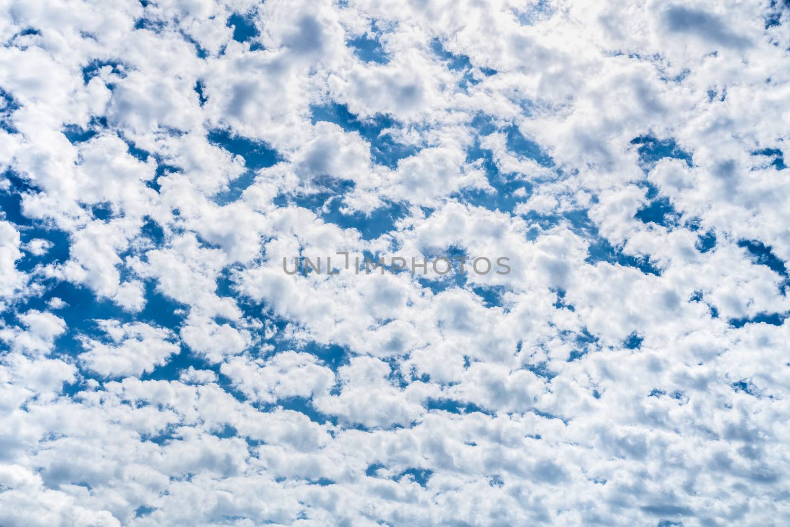 Many little white clouds and blue sky in spring season