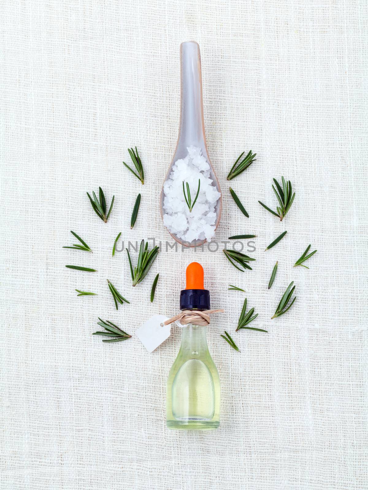 Natural Spa Ingredients  rosemary essential oil for aromatherapy.