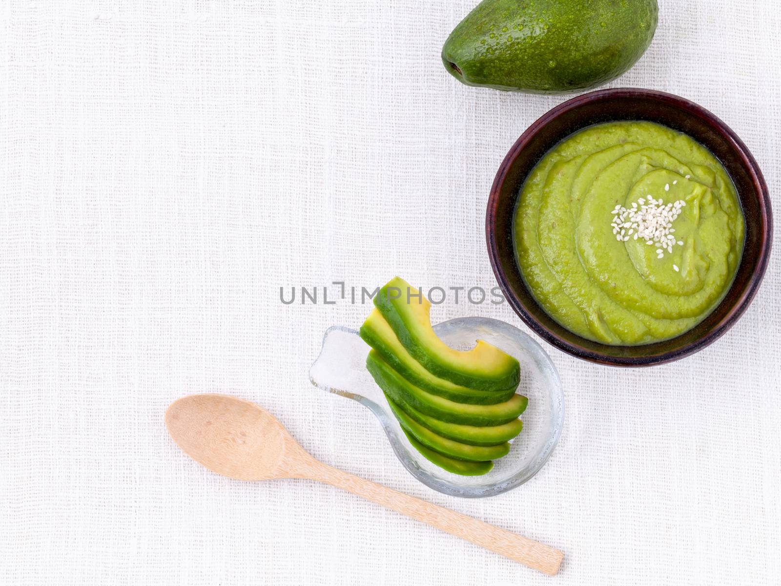 
Healthy diet and Clean food. Avocado smoothie on white backgrou by kerdkanno