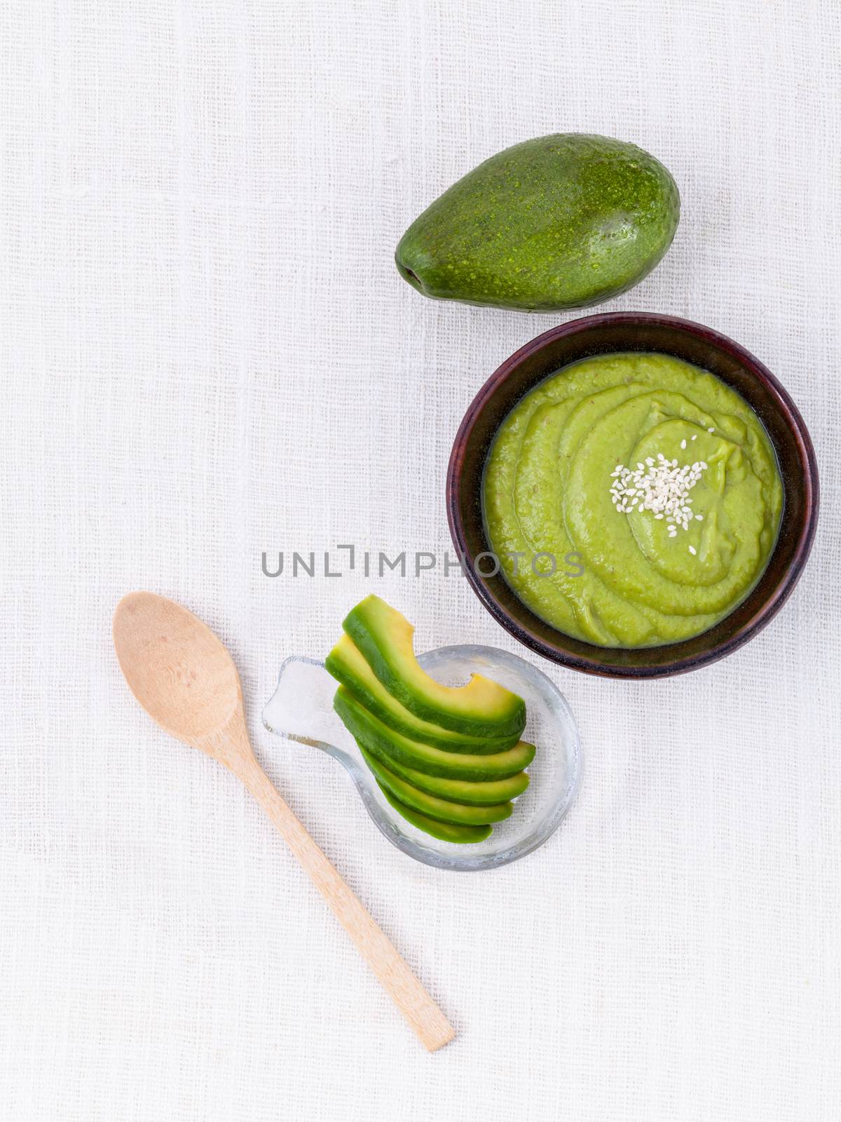 Healthy diet and Clean food. Avocado smoothie on white background