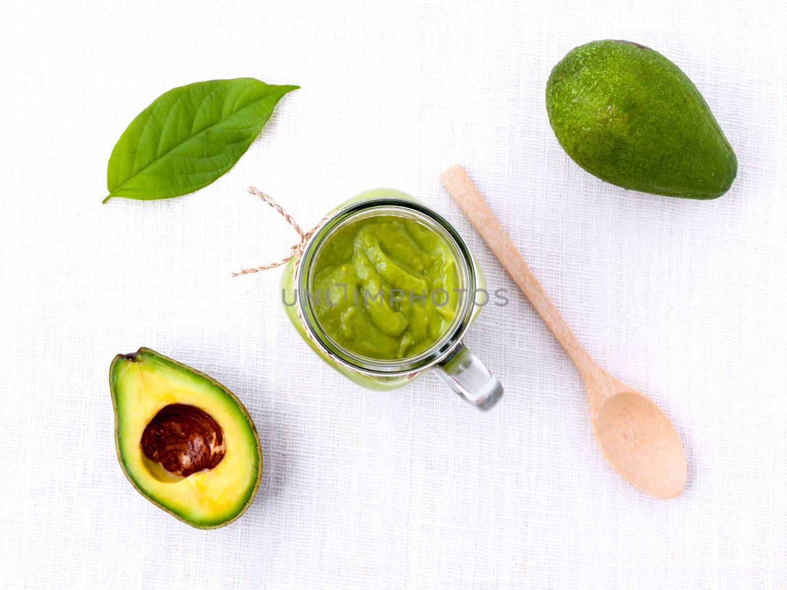Healthy diet and Clean food. Avocado smoothie on white background