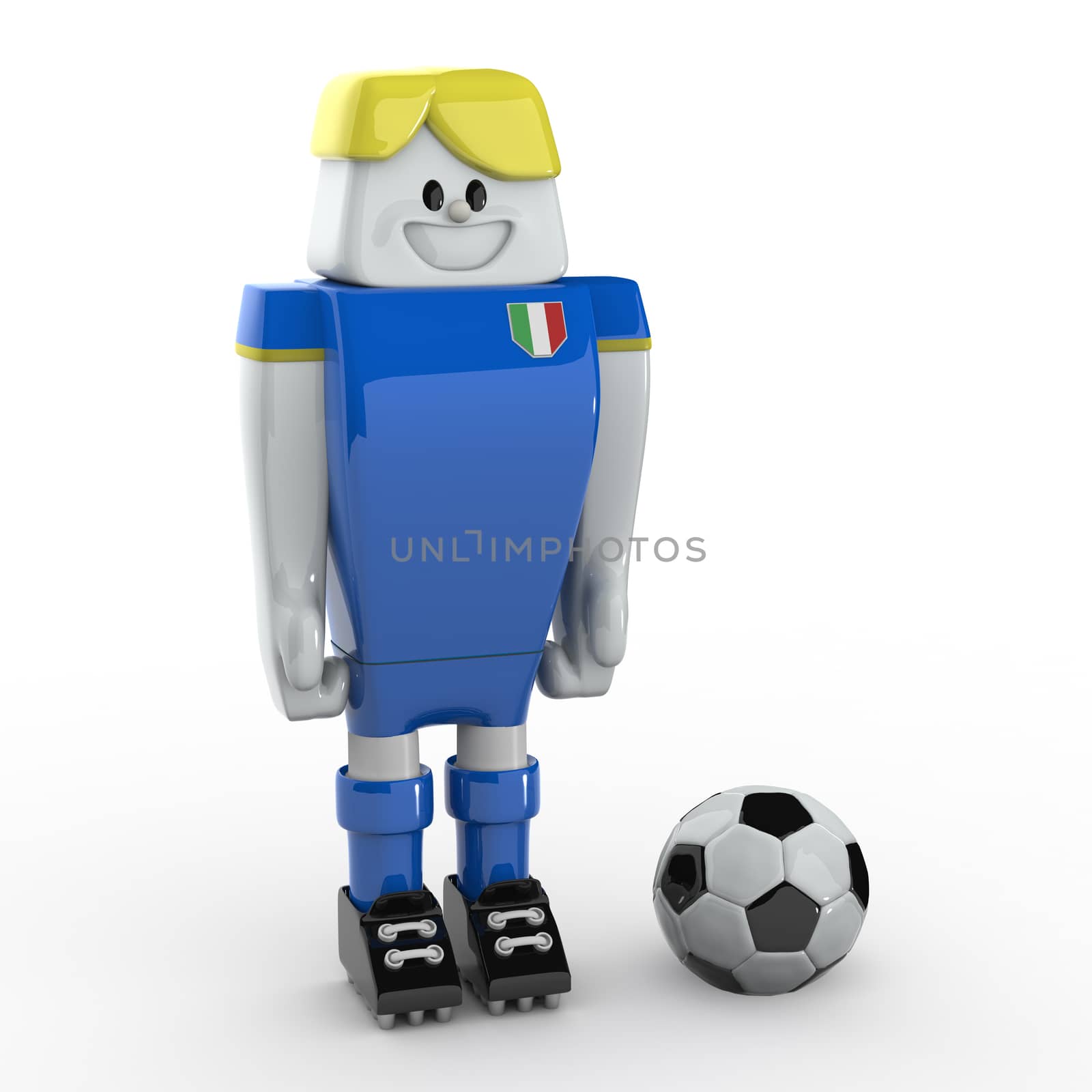 3D Soccer Player on White Background