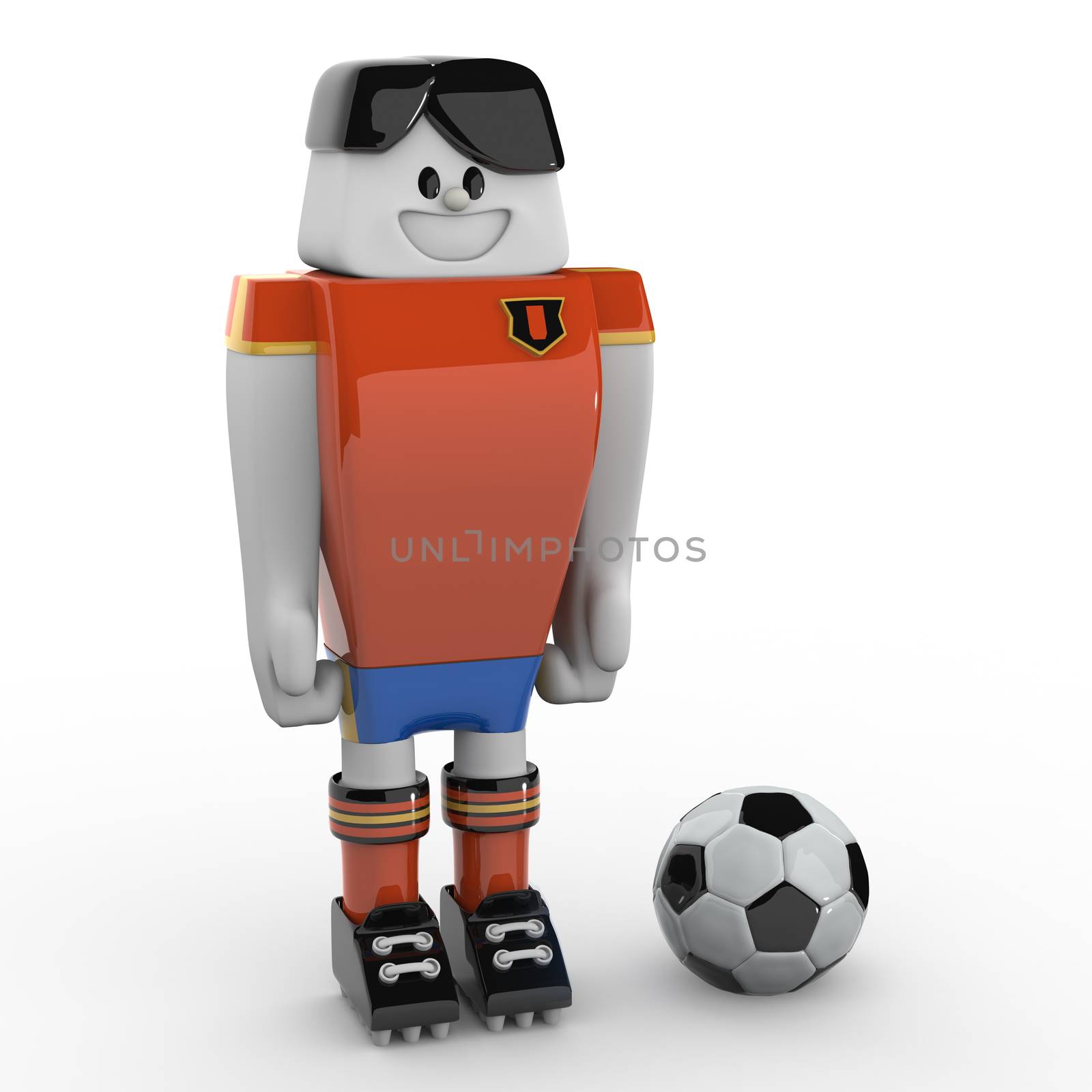 3D Soccer Player on White Background