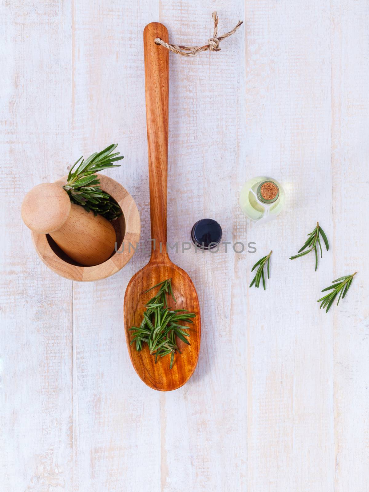 Natural Spa Ingredients  rosemary essential oil for aromatherapy.