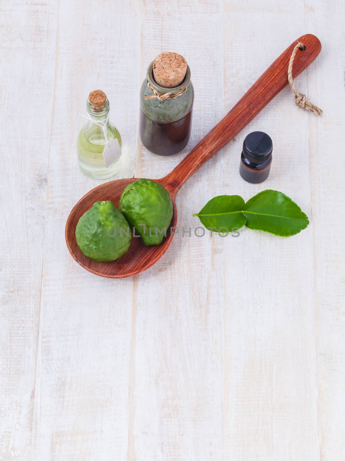 Natural Spa Ingredients . - Kaffir lime essential oil  for aroma by kerdkanno