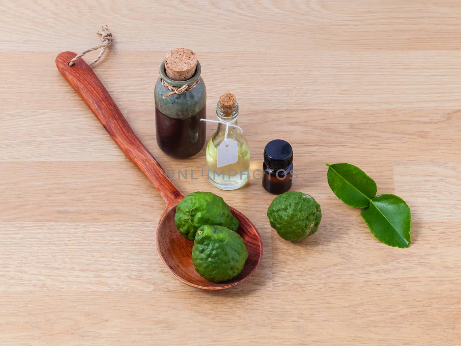 Natural Spa Ingredients . - Kaffir lime essential oil  for aromatherapy.