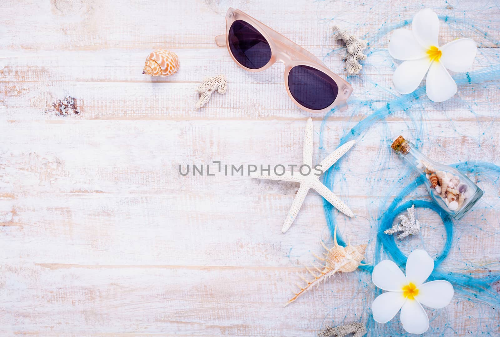 Summer setting up on wooden panel for summer blackground. by kerdkanno