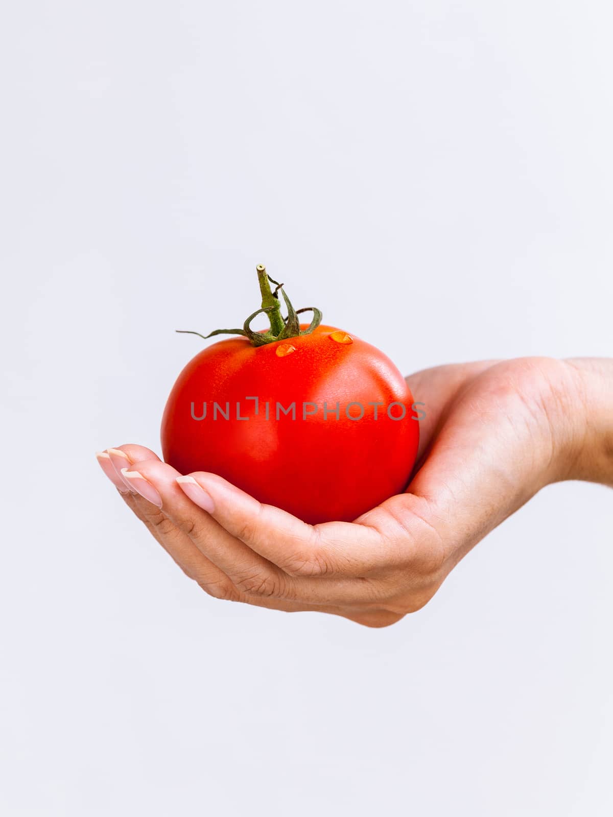 The Girl holding tomato. - Healthy food concept. by kerdkanno