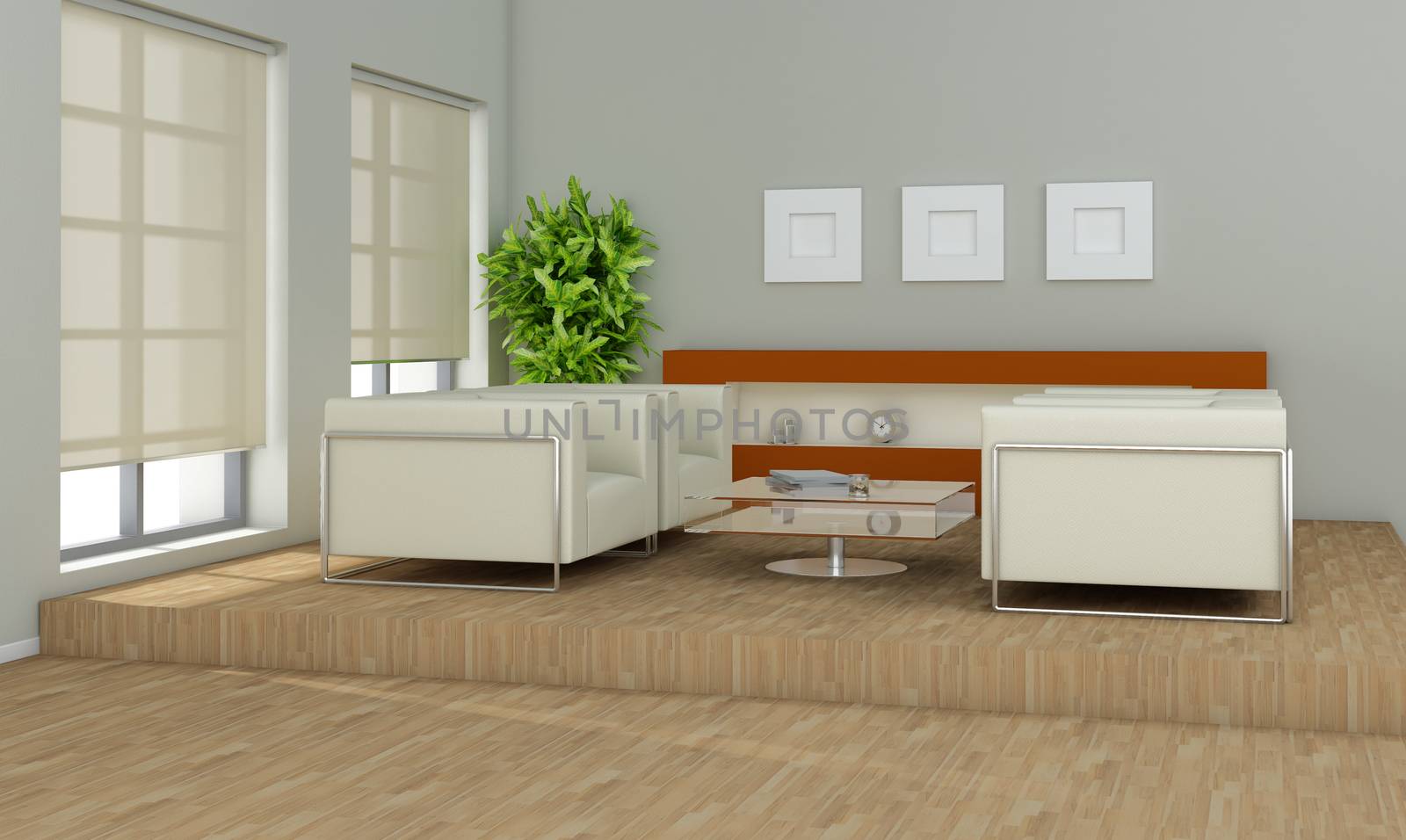 modern interior (3D render) -  Living Room