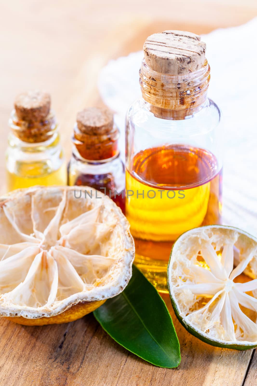 Natural Spa Ingredients . - Essential aroma oil with lemon and lime .