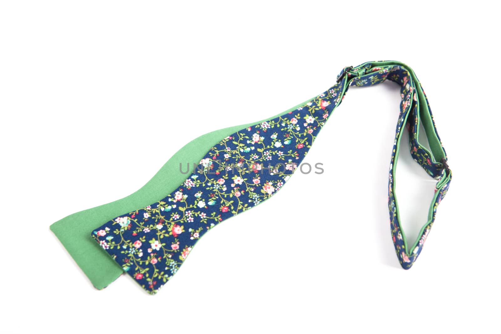 Flower colored bow tie isolated on white background.