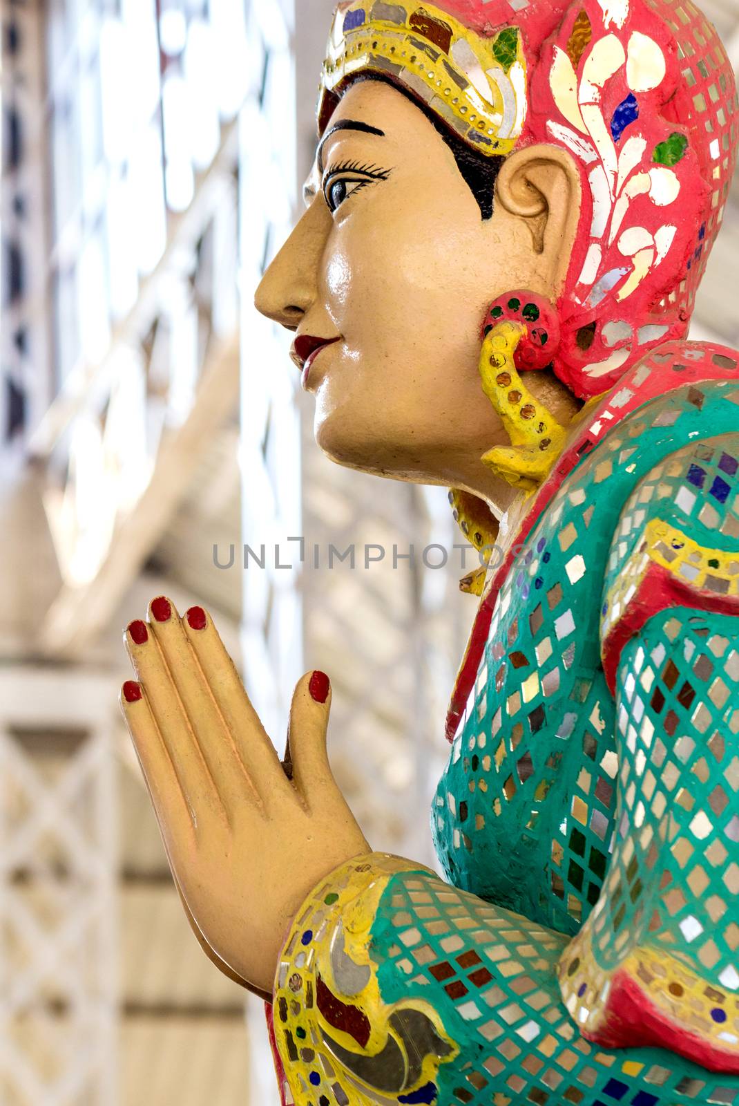 The Statue of praying  in Ngahtatkyi Pagoda Temple in Yangon, Myanmar (Burma) They are public domain or treasure of Buddhism.