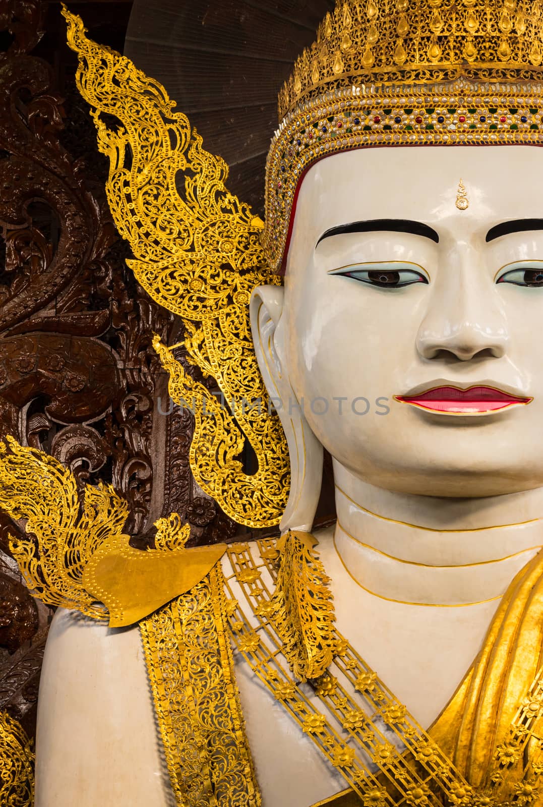 Big Buddha in Ngahtatkyi Pagoda Temple in Yangon, Myanmar (Burma) They are public domain or treasure of Buddhism.