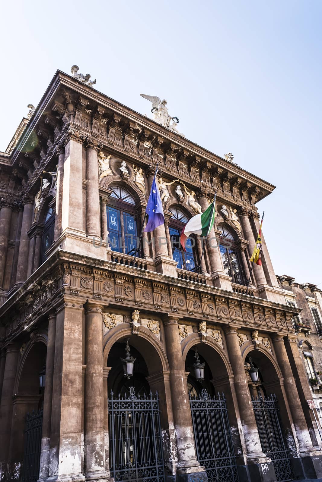 Side view of Teatro Massimo Bellini, Catania, Sicily, Italy