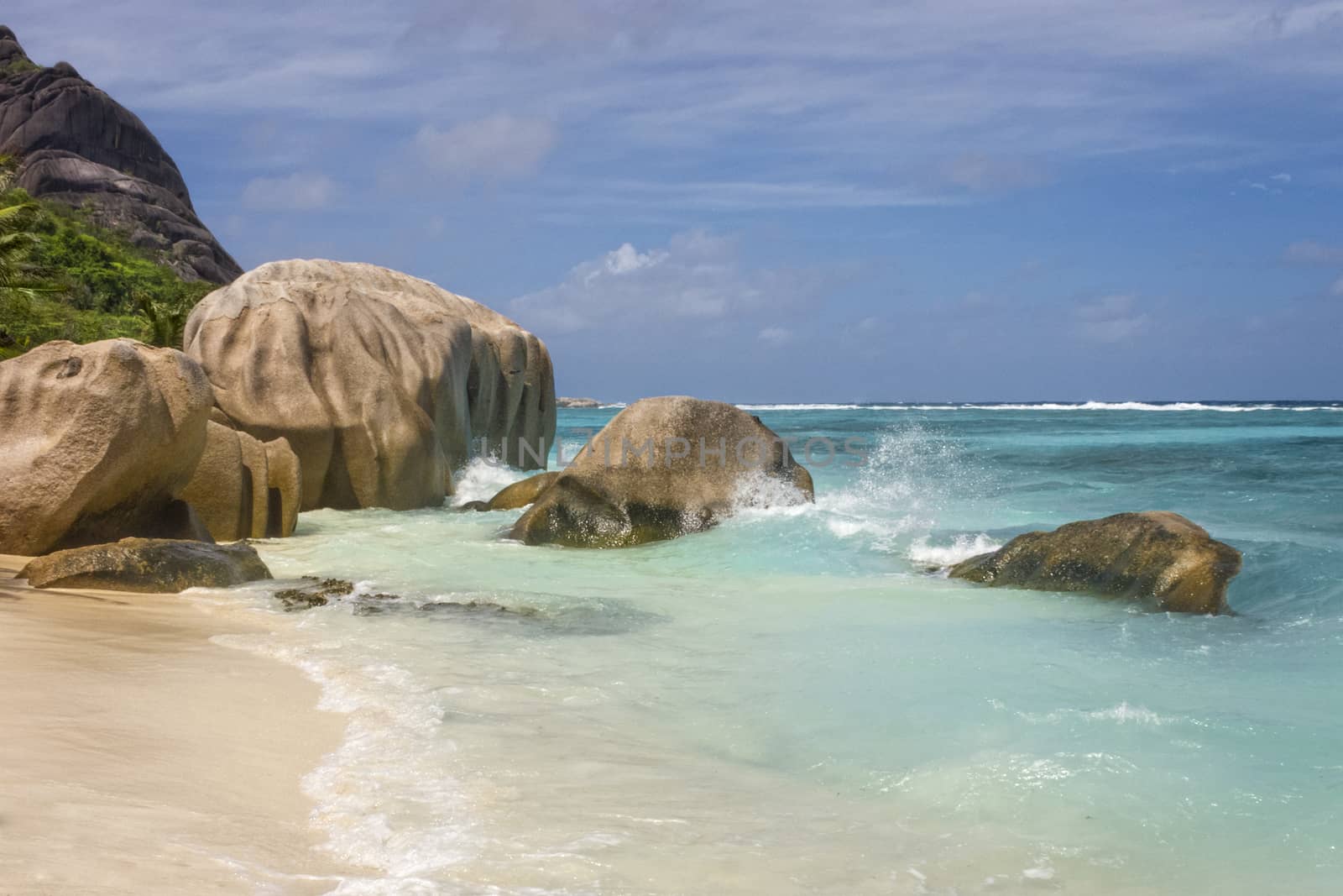Grand Anse beach of La Digue island , Seychelles, Africa