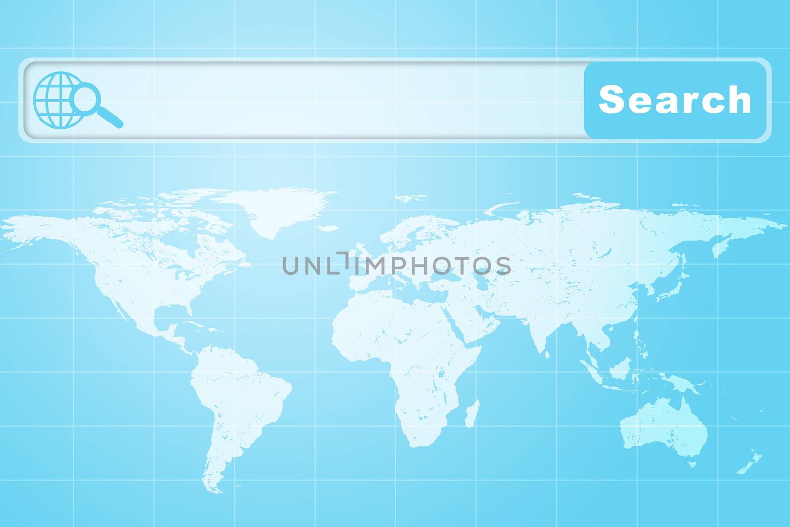 Abstract blue background with browser and world map