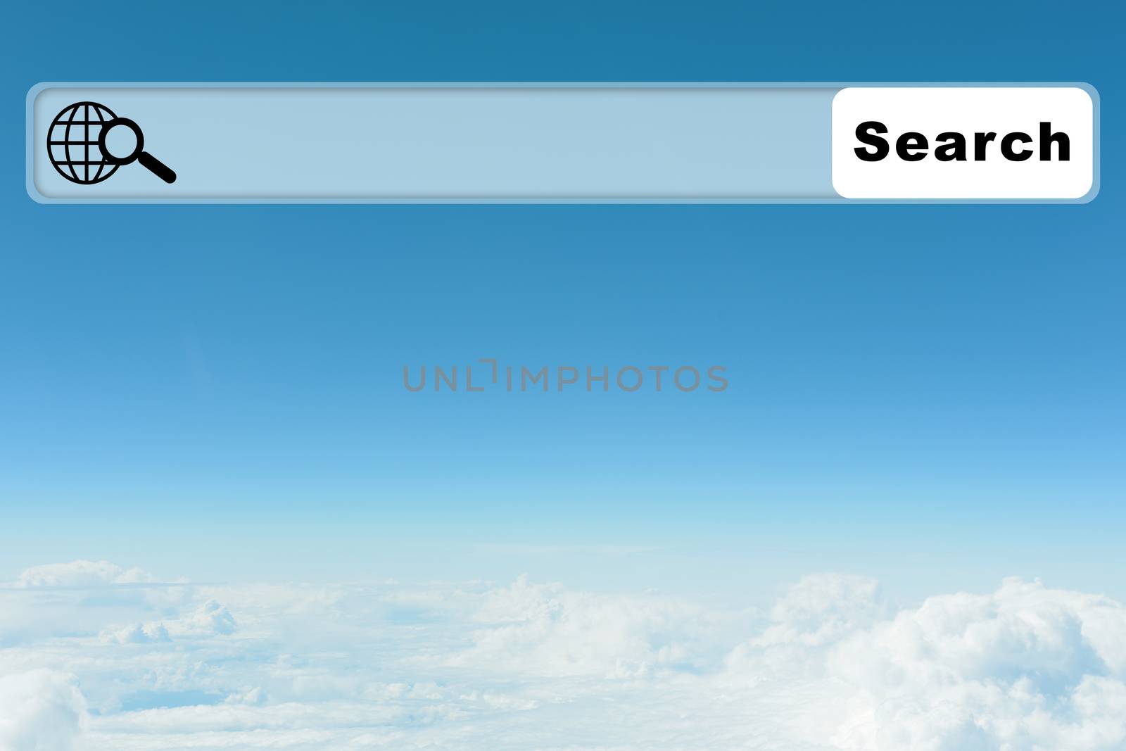 Blue sky background with clouds and browser 