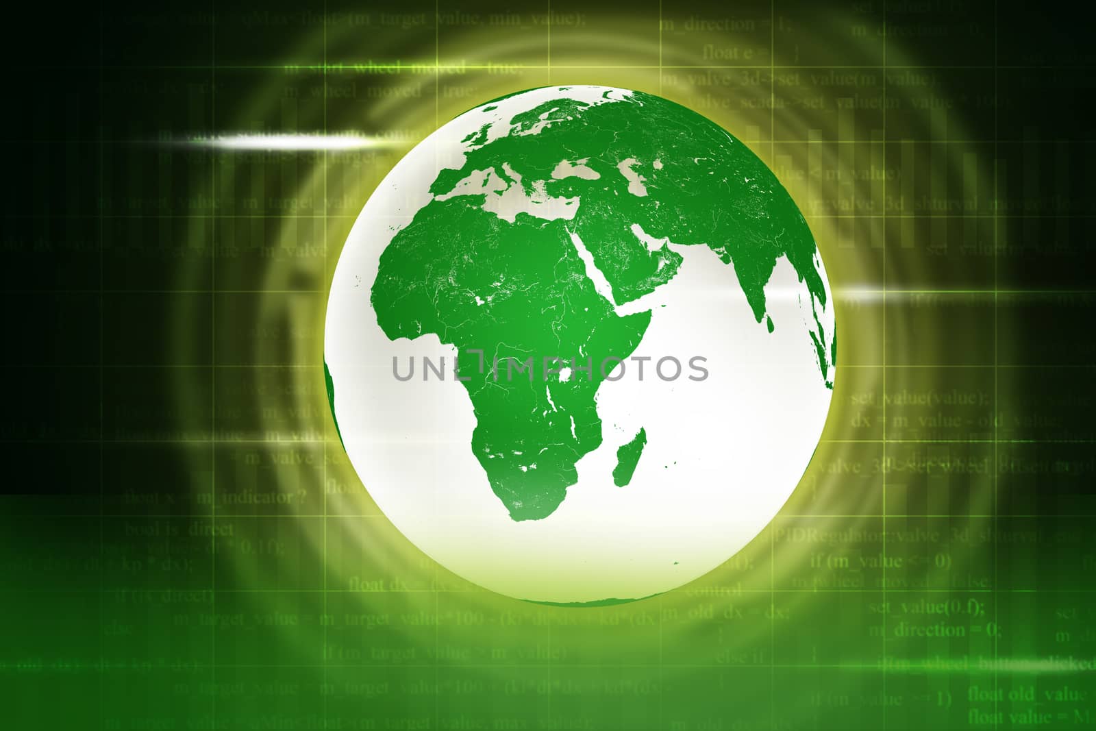 Abstract green background with Earth and numbers. Elements of this image furnished by NASA