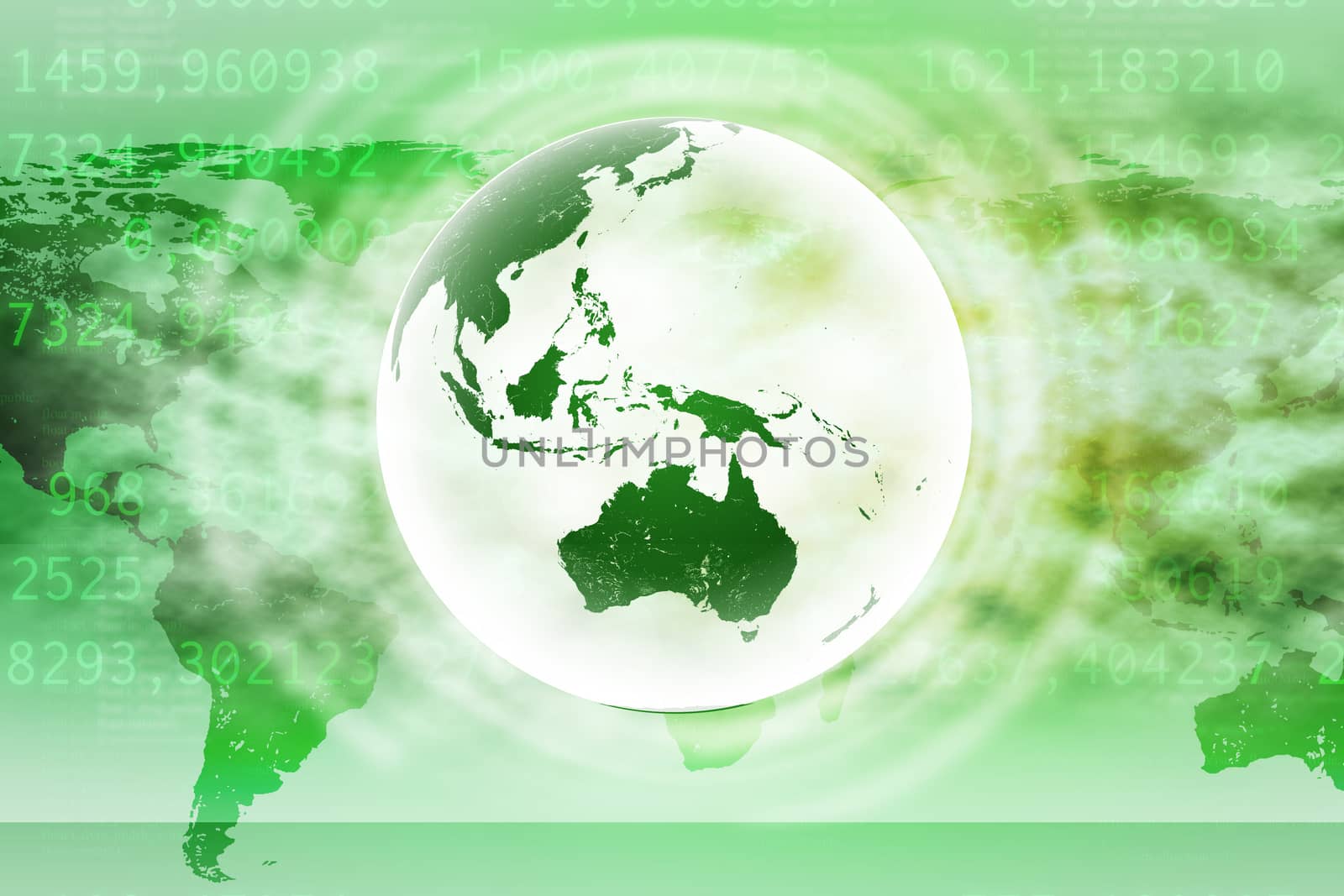 Earth on abstract green background with world map. Elements of this image furnished by NASA