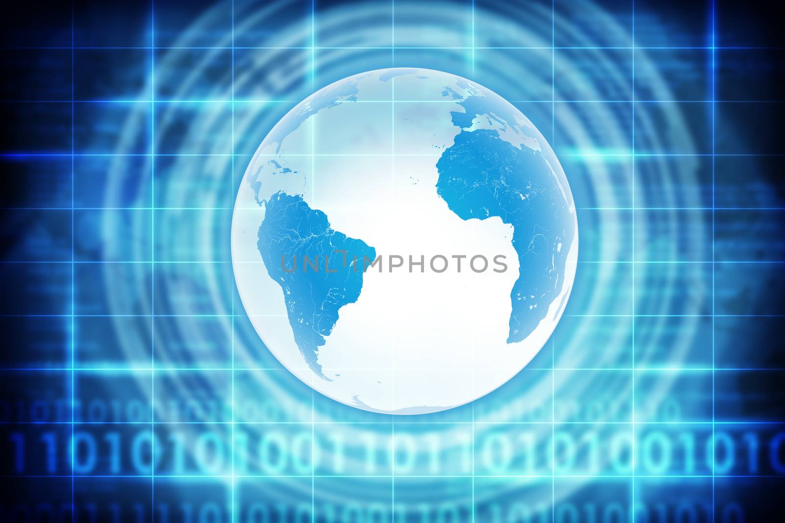 Abstract blue background with Earth and numbers. Elements of this image furnished by NASA