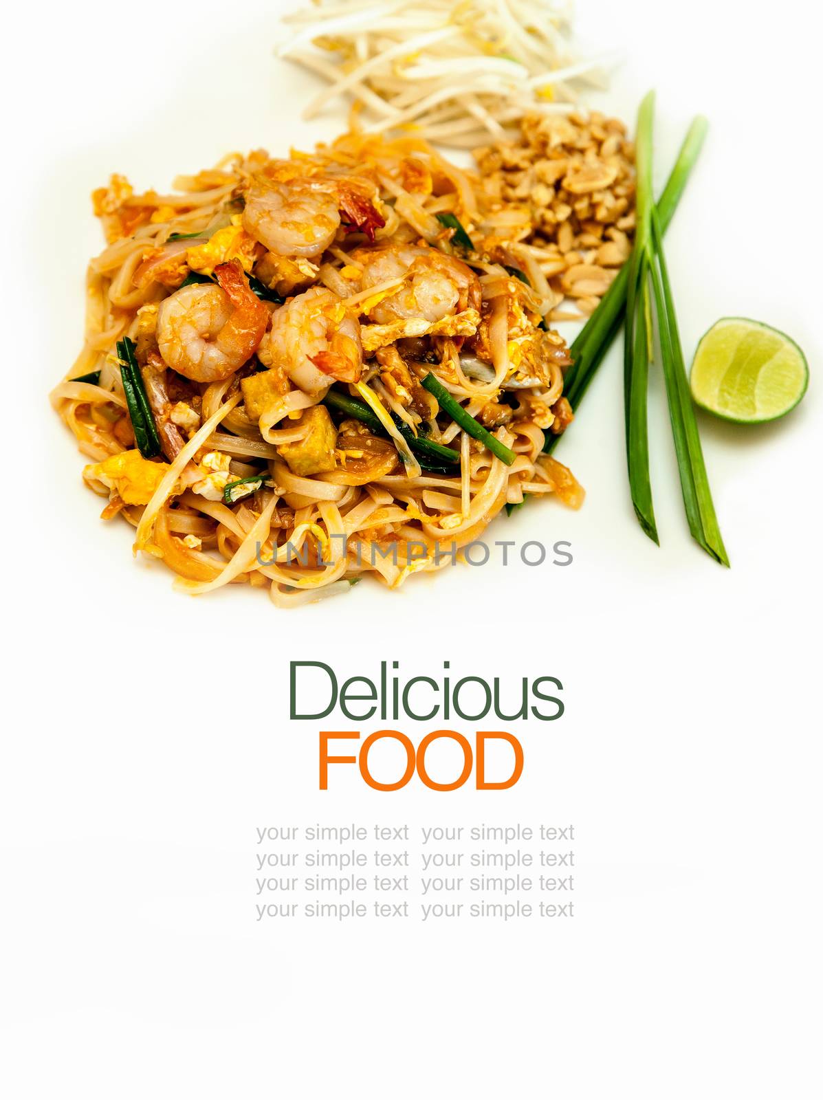 Fried noodle thai style with tamarin and chilies sauce .(Pad thai)