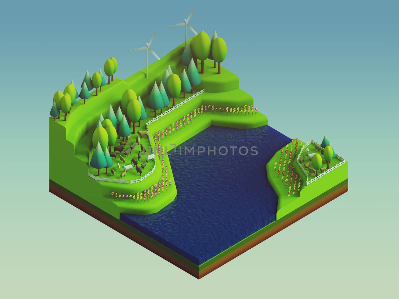 green earth concept in isometric view by teerawit