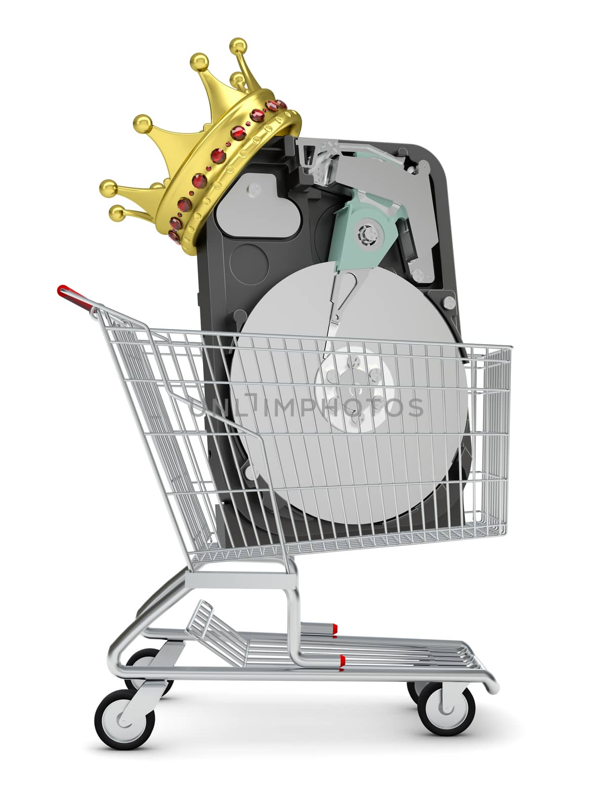 HDD and crown in shopping cart by cherezoff