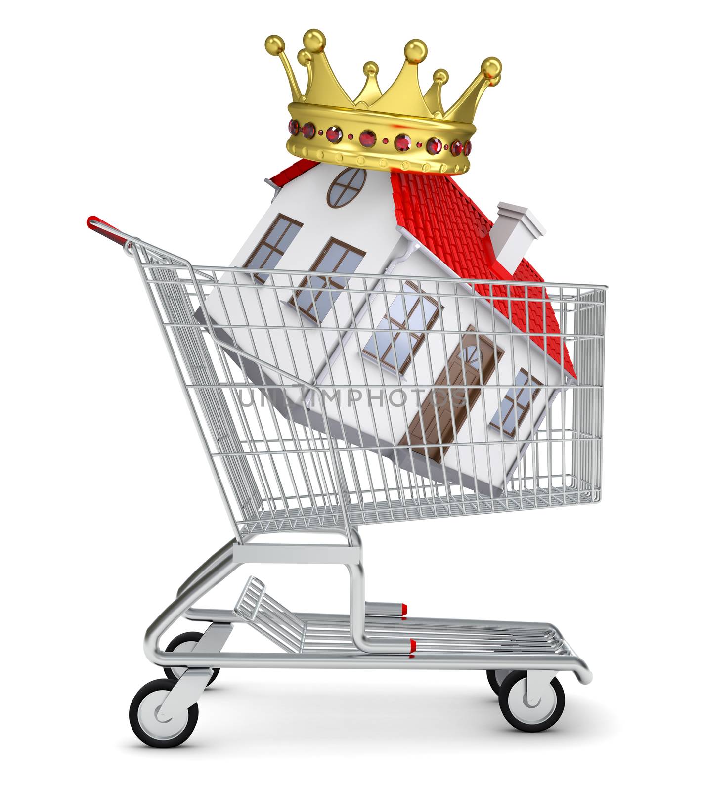 House with crown in shopping cart by cherezoff