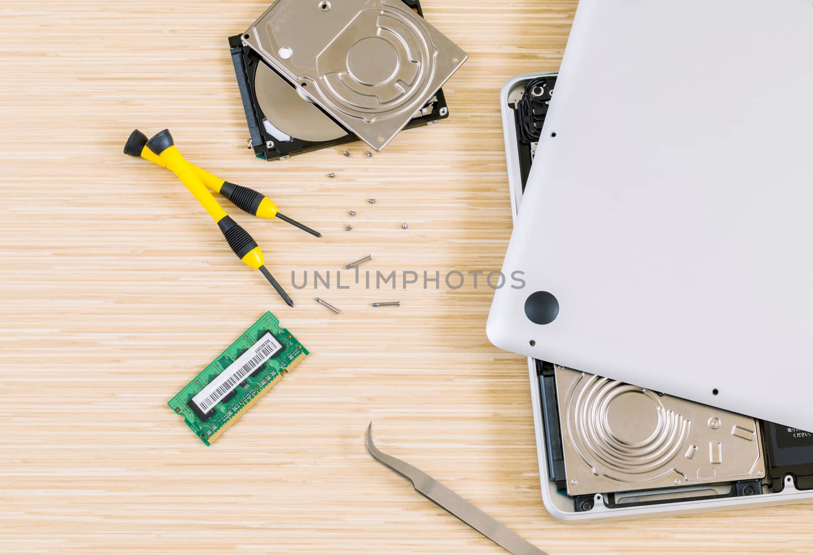 Technician support upgrade part and fixing laptop.