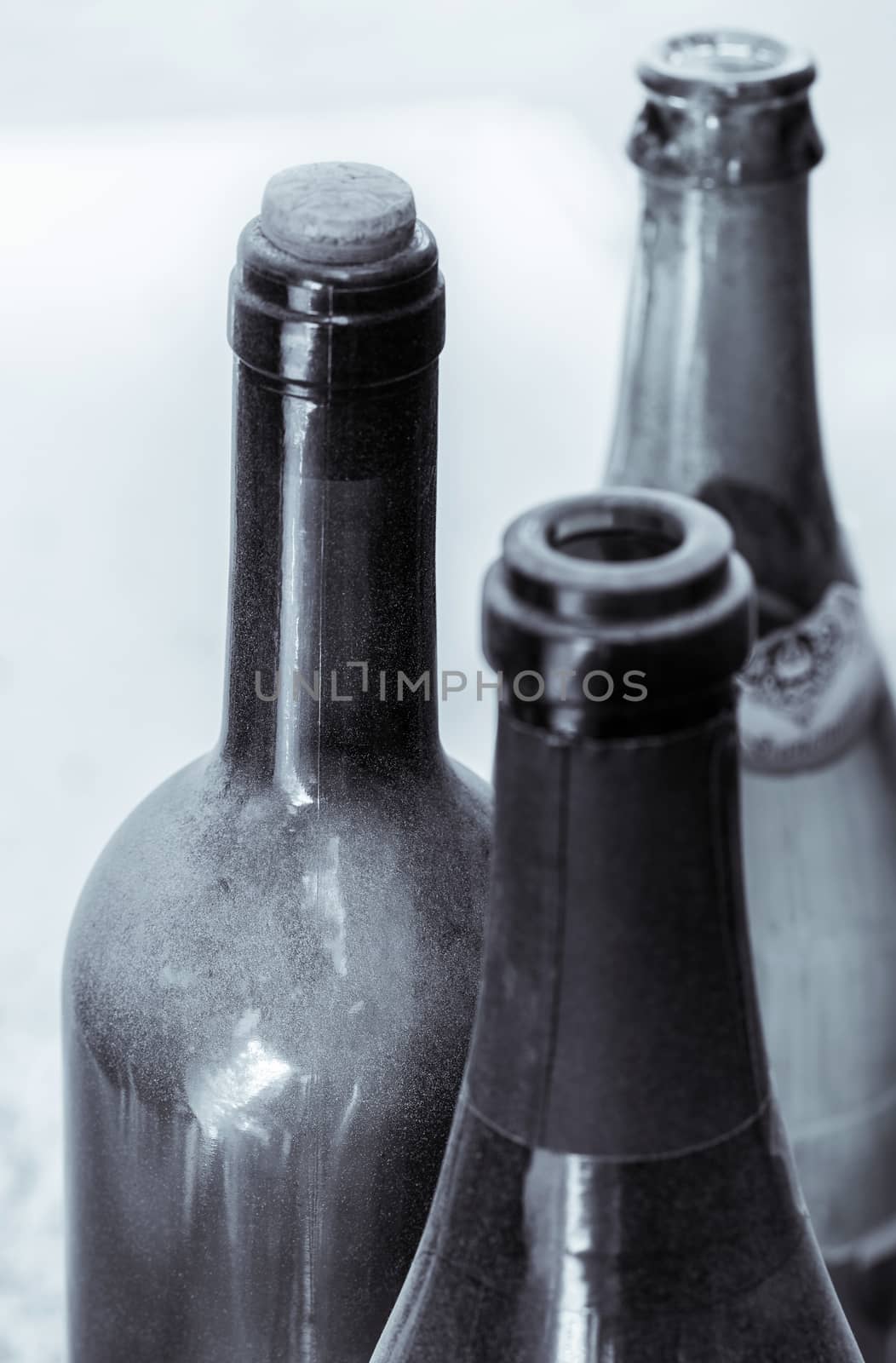 Some very old wine bottles - in  Black and White shot. by kerdkanno