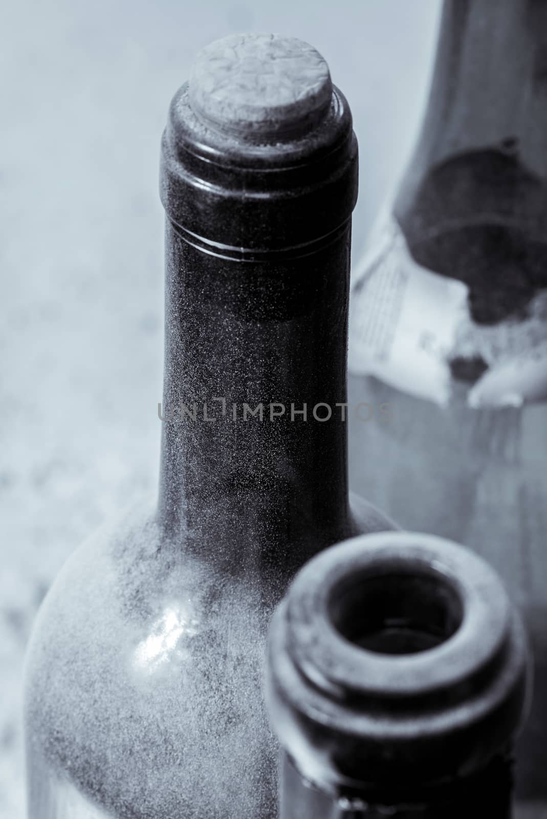 Some very old wine bottles - in  Black and White shot.
