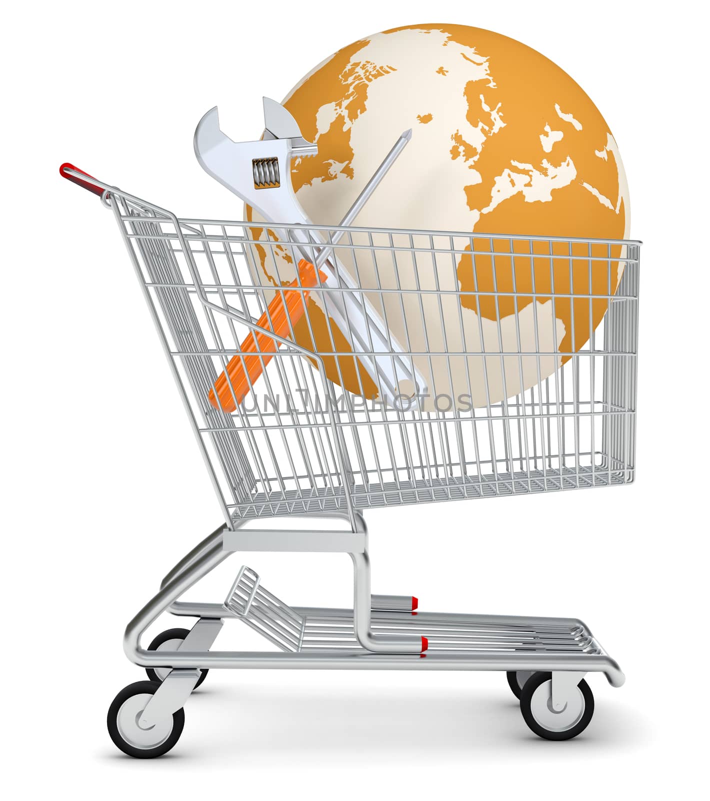 Earth and tools in shopping cart by cherezoff