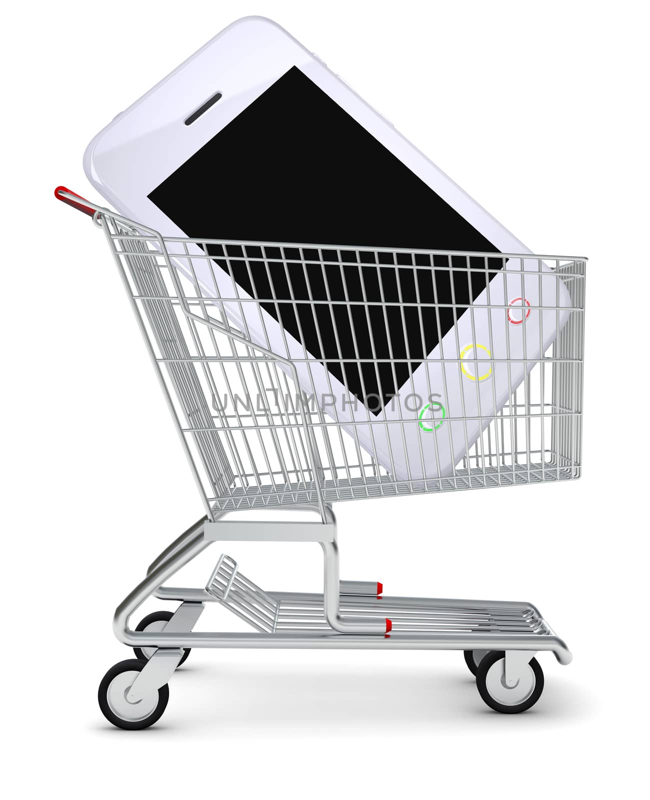 Smartphone in shopping cart by cherezoff