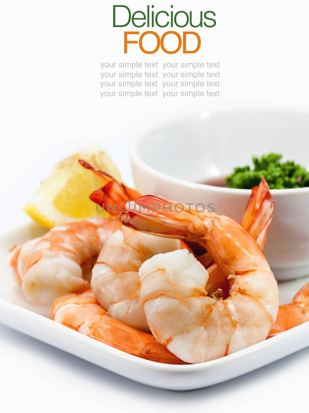 Shrimp Cocktail Isolated on a White Background. by kerdkanno