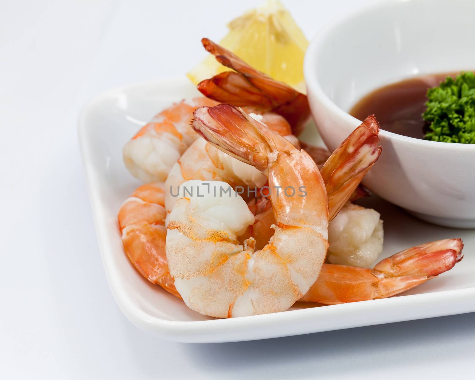 Shrimp Cocktail Isolated on a White Background.  by kerdkanno
