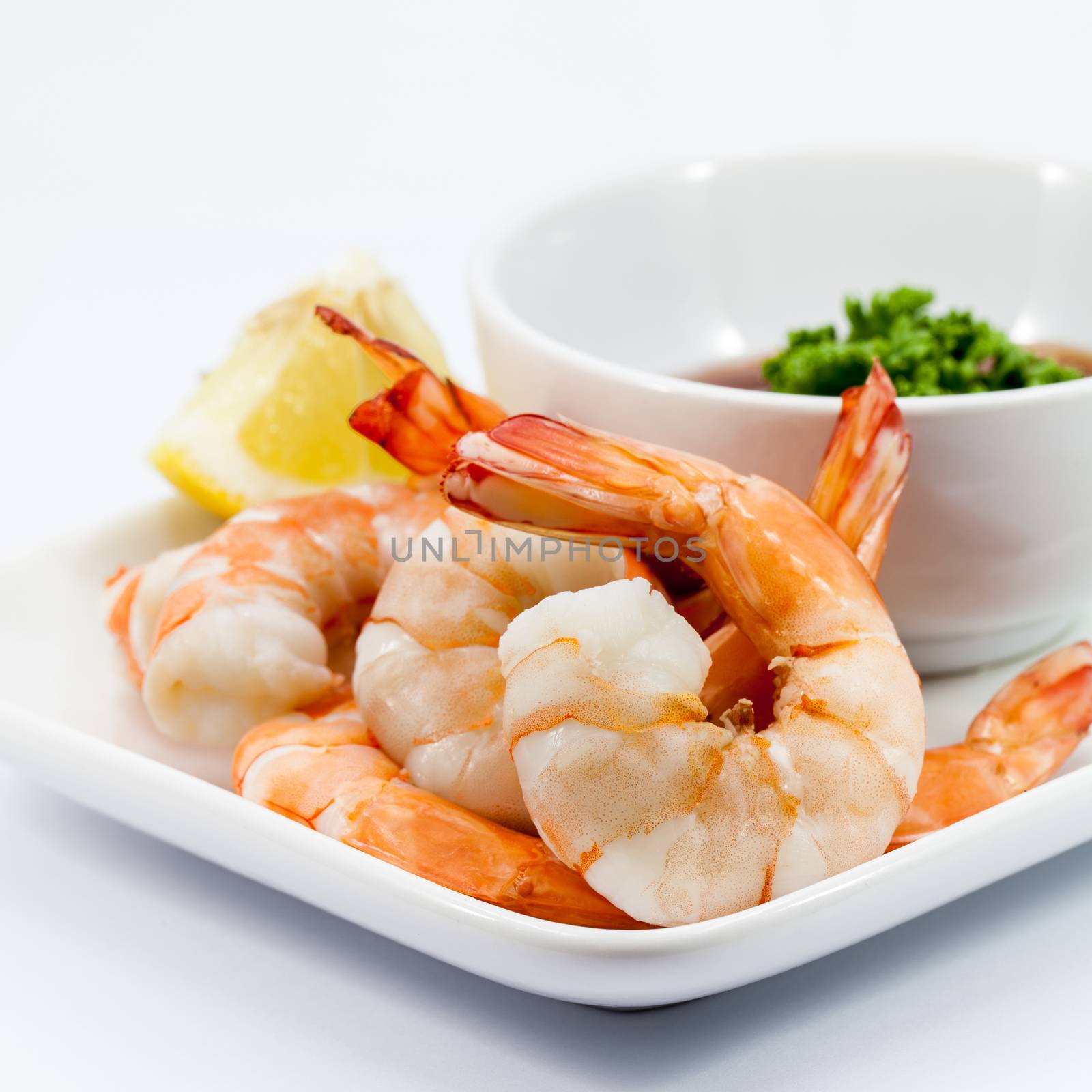 Shrimp Cocktail Isolated on a White Background.  by kerdkanno