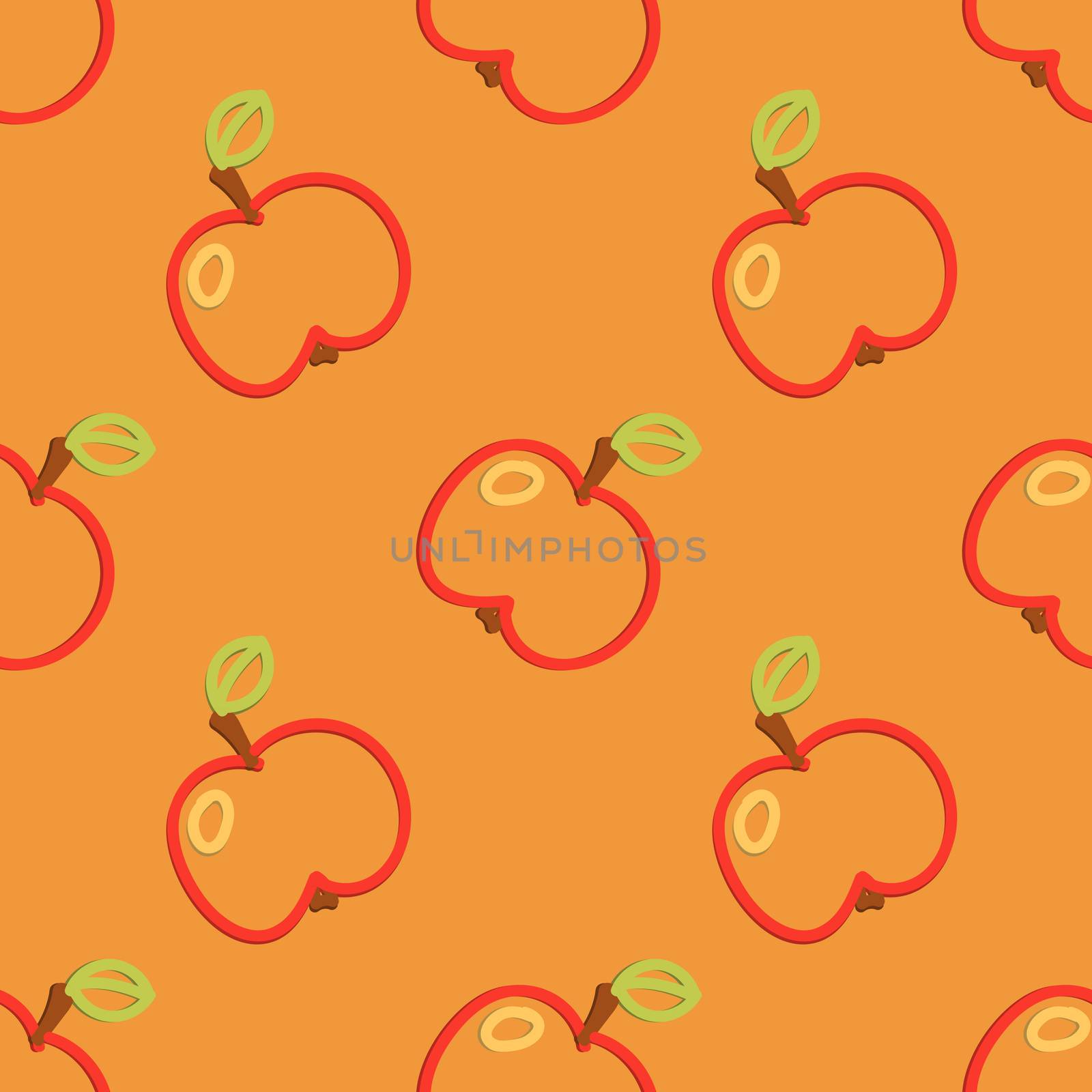 Apple Seamless Pattern Kid's Style Hand Drawn by tommarkov