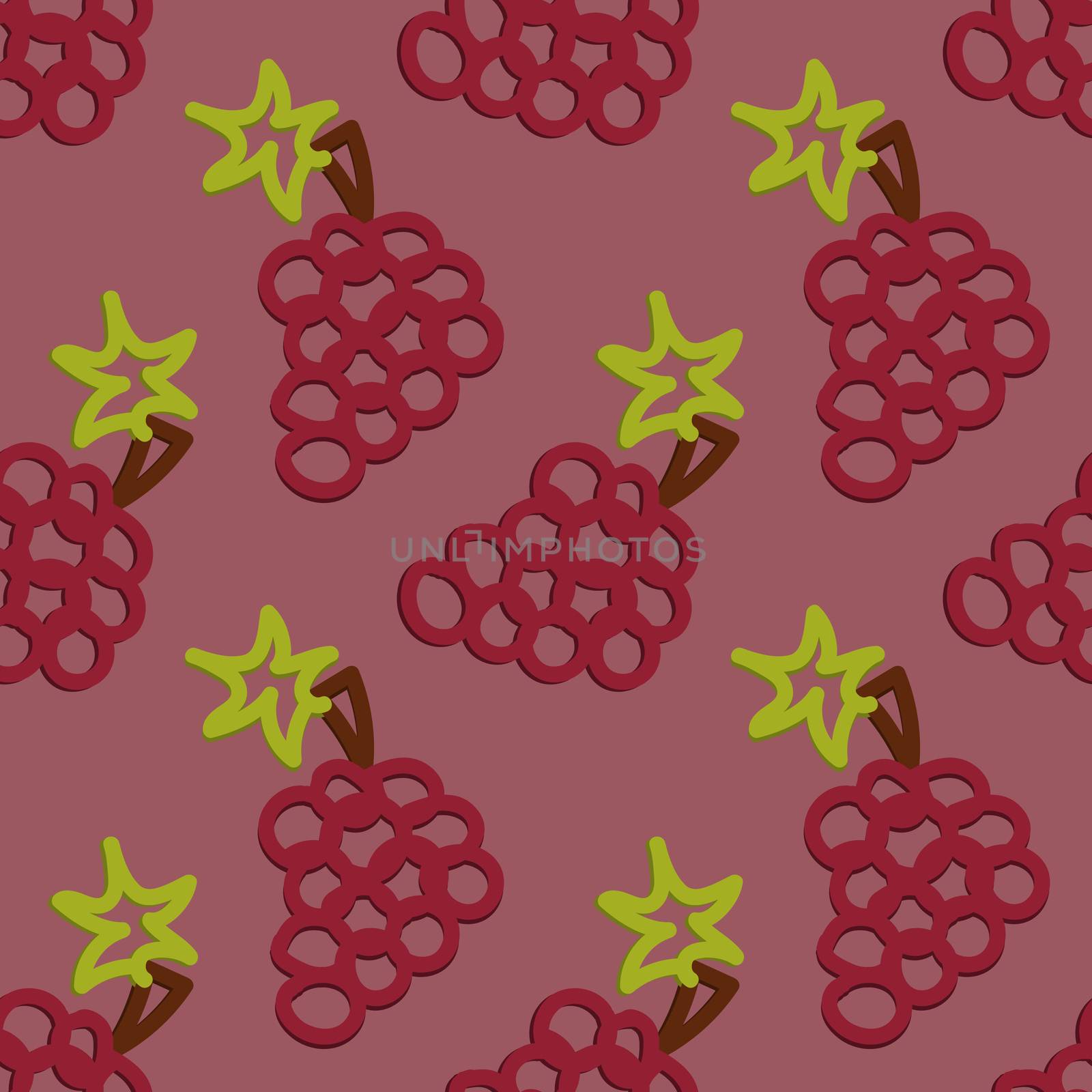 Colored Grape Seamless Pattern Kid's Style Hand Drawn